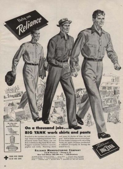 Advertisement for Reliance Mfg. Big Yank Chambray Work Shirts