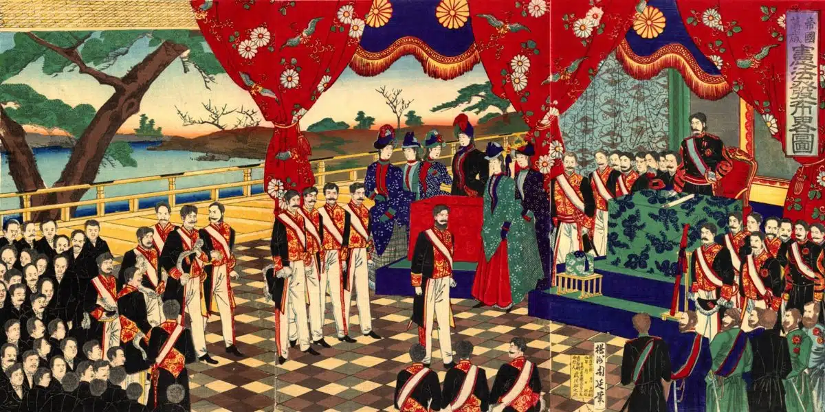 The Meiji period, the time of the first western influences in Japan.
