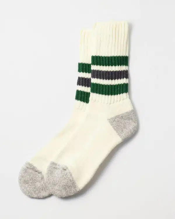 RoToTo Coarse Ribbed Oldschool Socks - Green/Charcoal