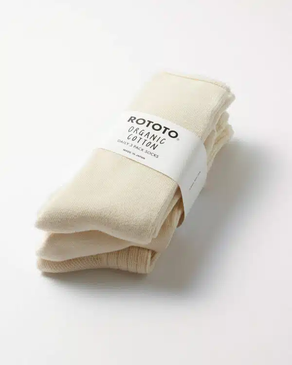 RoToTo Organic Daily 3 Pack Socks - Ecru