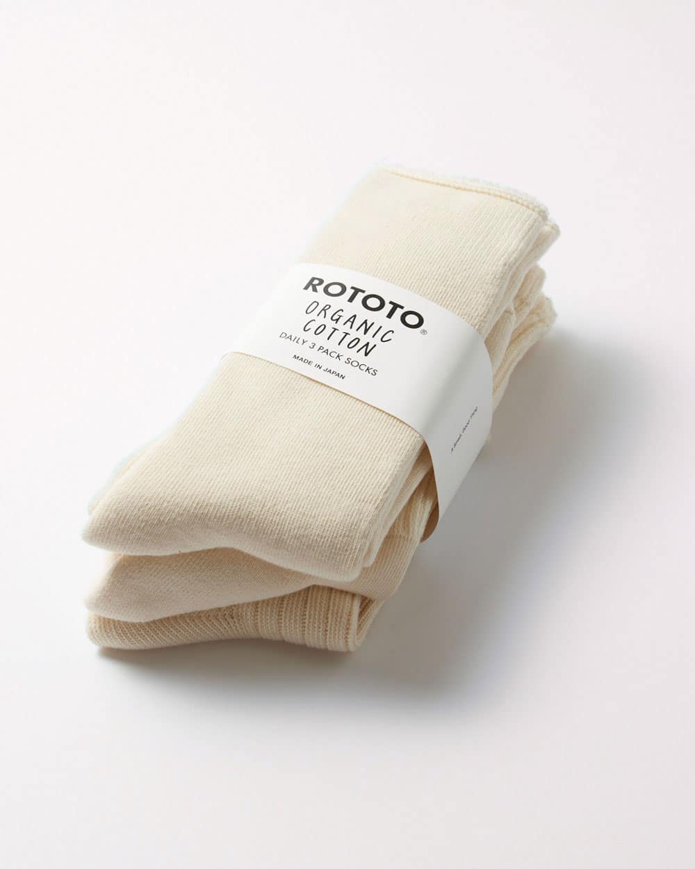 RoToTo Organic Daily 3 Pack Socks - Ecru