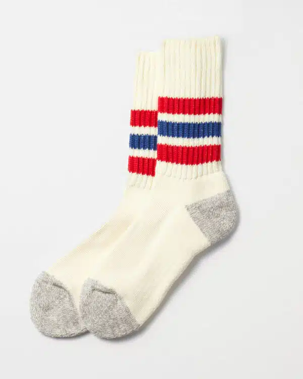 RoToTo Coarse Ribbed Oldschool Socks - Chilli Red/Blue