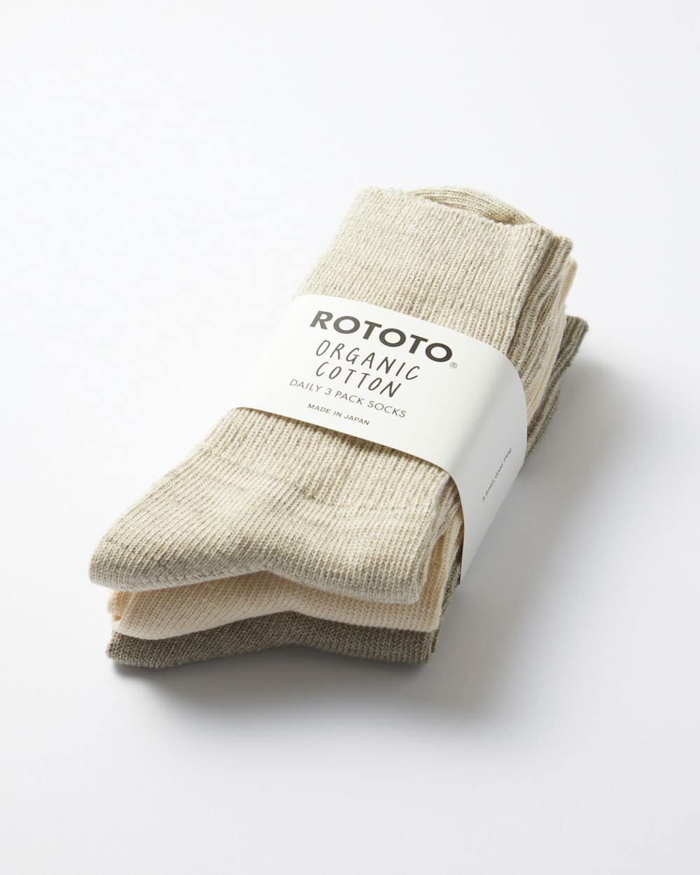RoToTo Organic Daily 3 Pack Socks - Ecru/Grey · Those That Know