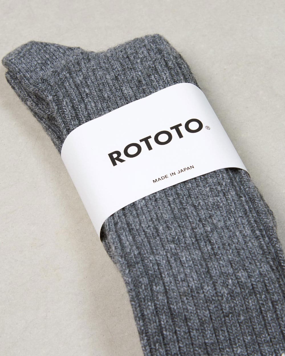 RoToTo Recycle Ribbed Crew Socks - Dark Grey