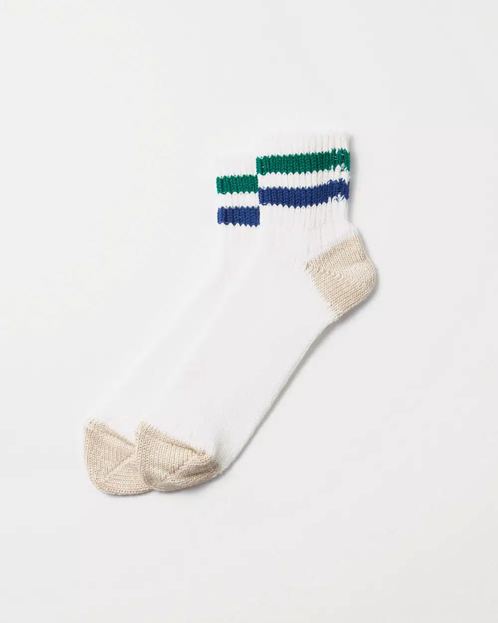 RoToTo OS Ribbed Ankle Socks - Green/Dark Blue