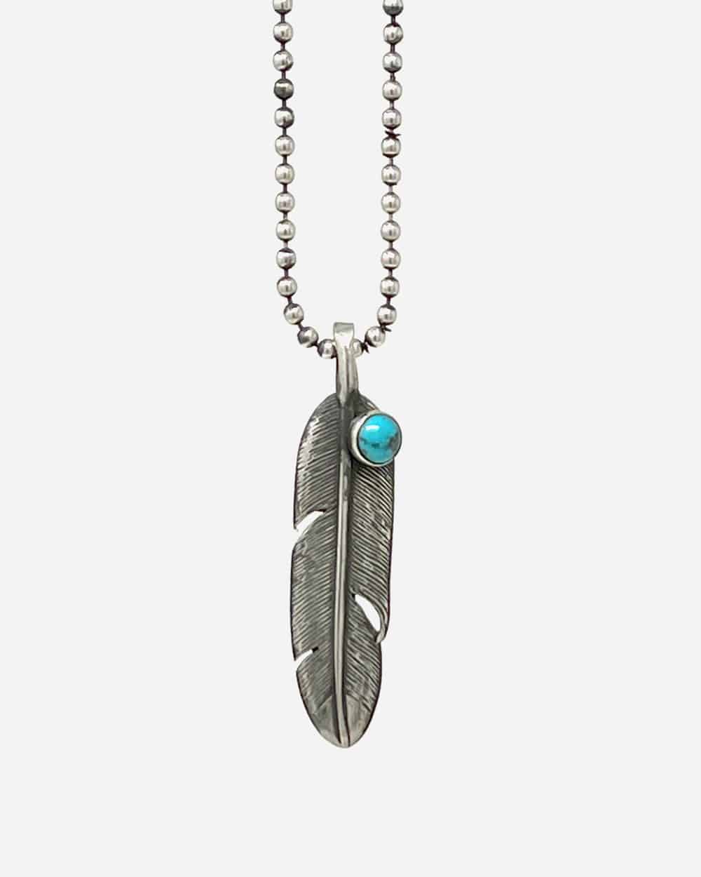 Red Rabbit Trading Co. Crow Feather Pendant with Turquoise