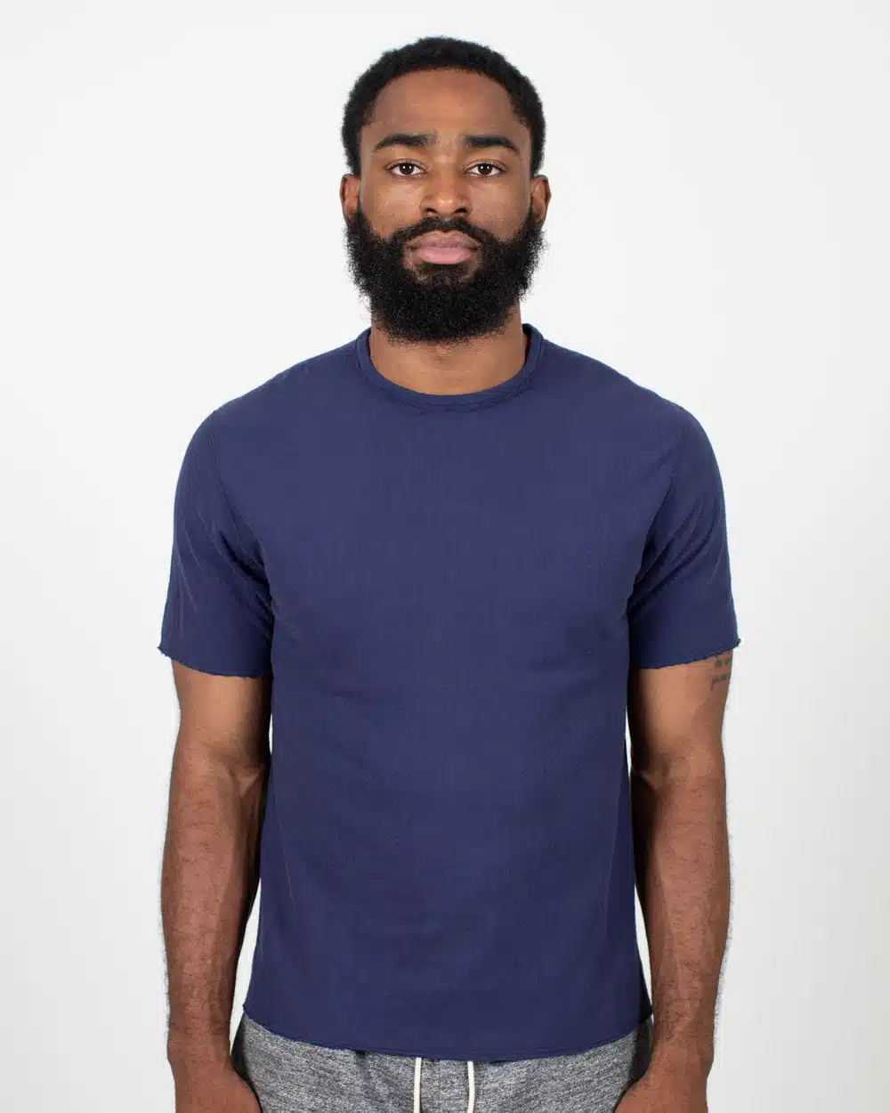 Loop & Weft Dual Layered Knit Raw Edge Crewneck - French Navy Blue