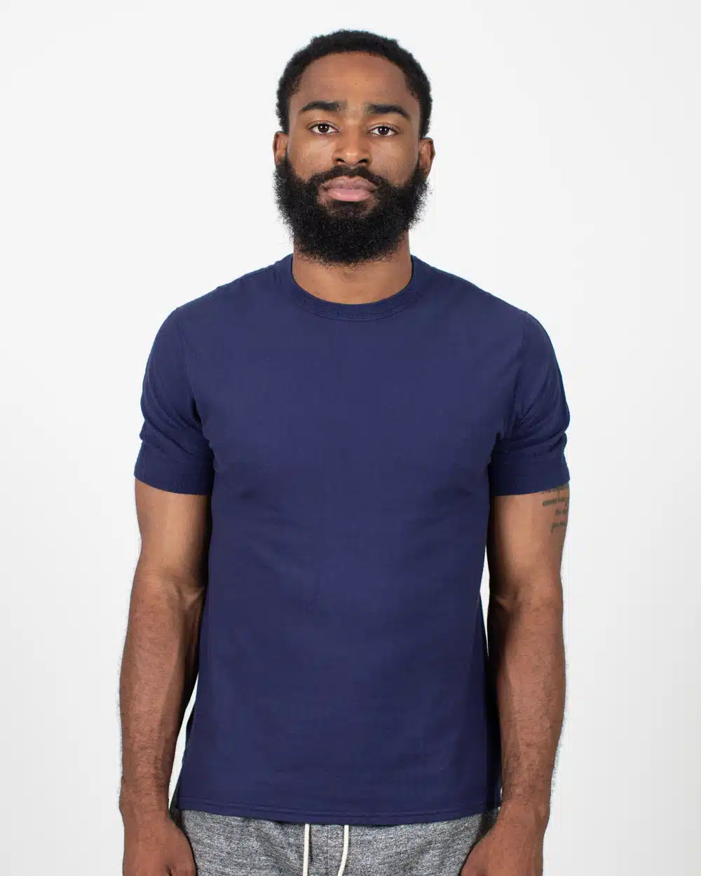 Loop & Weft Ribbed Military Crewneck - French Navy Blue