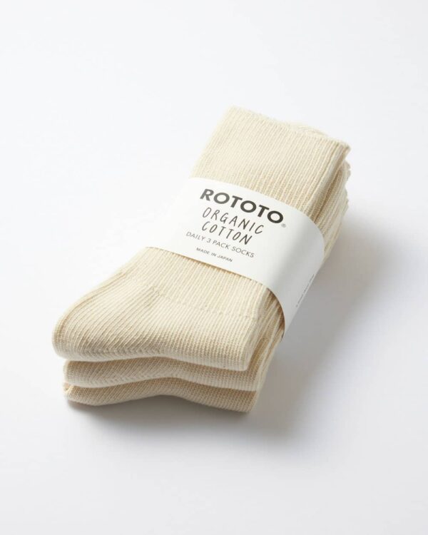 RoToTo Organic Daily 3 Pack Socks - Ecru