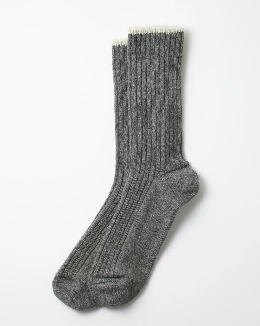 RoToTo Recycled Washi Pile Ribbed Crew Socks - Dark Grey