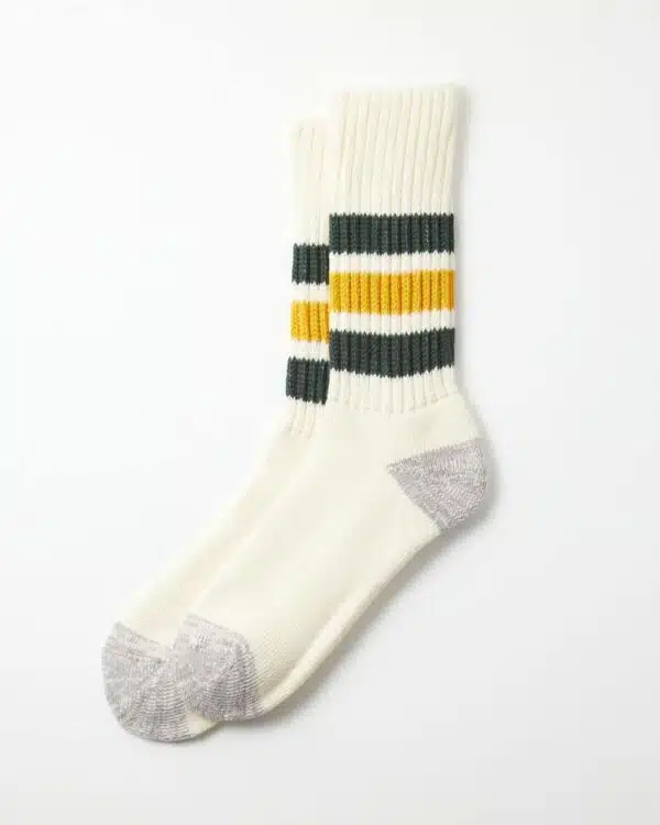 RoToTo Ribbed Oldschool Socks - Dark Green/Yellow