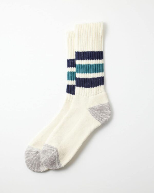 RoToTo Ribbed Oldschool Socks - Navy/Green