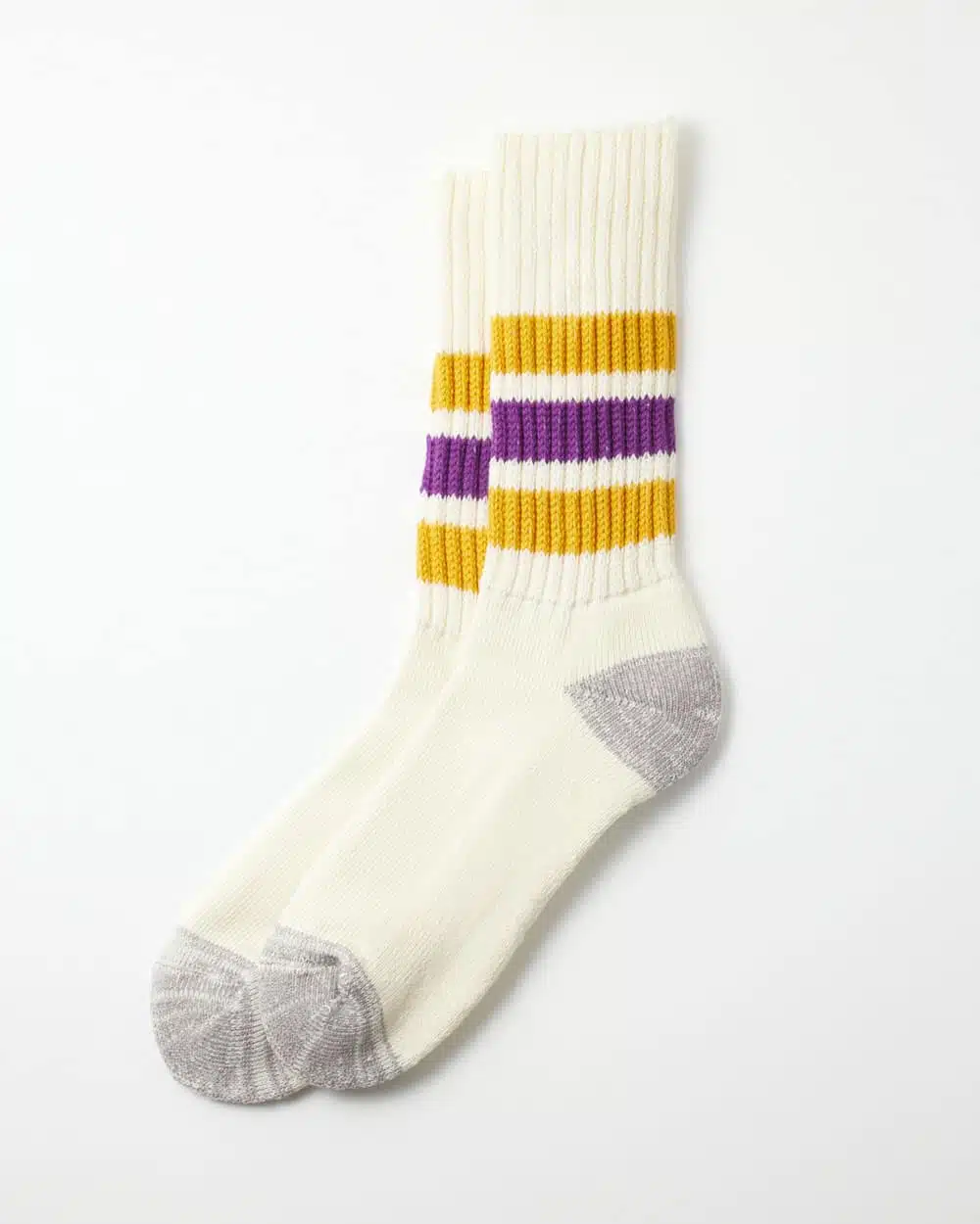 RoToTo Ribbed Oldschool Socks - Yellow/Purple