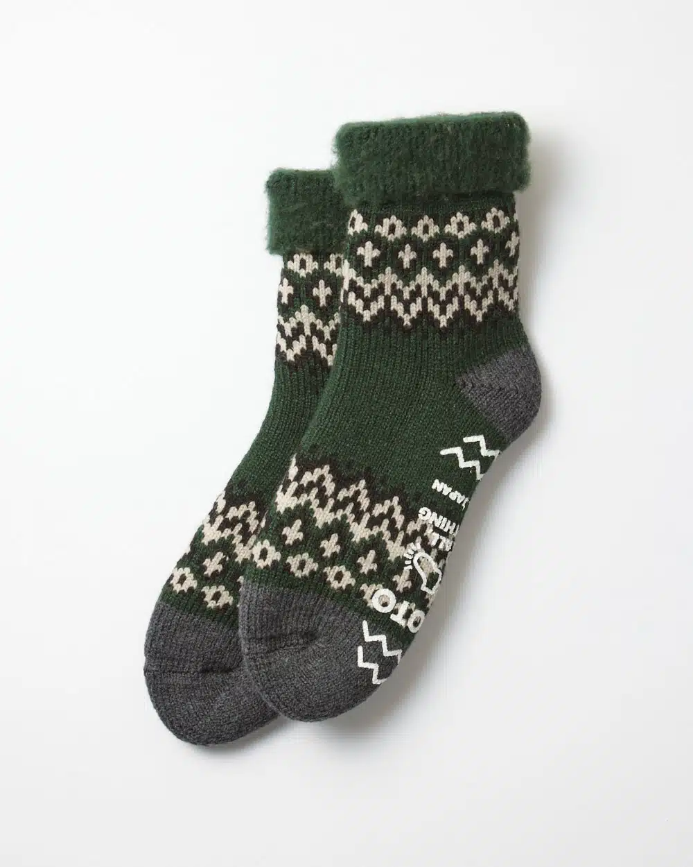 RoToTo Comfy Room Socks "Nordic" Dark Green