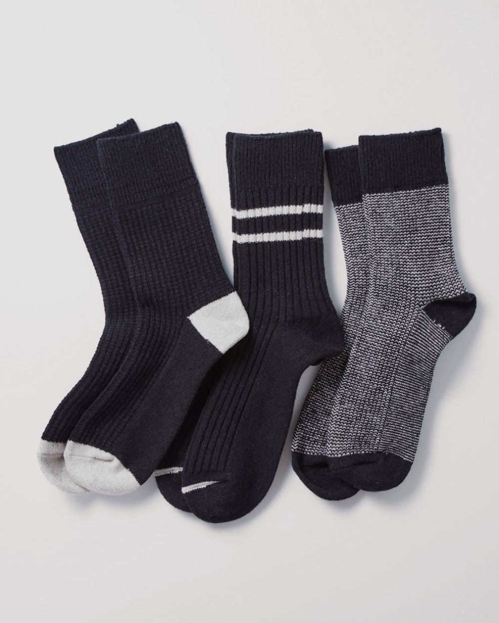 RoToTo Wool Daily 3 Pack Socks - Black/Gray