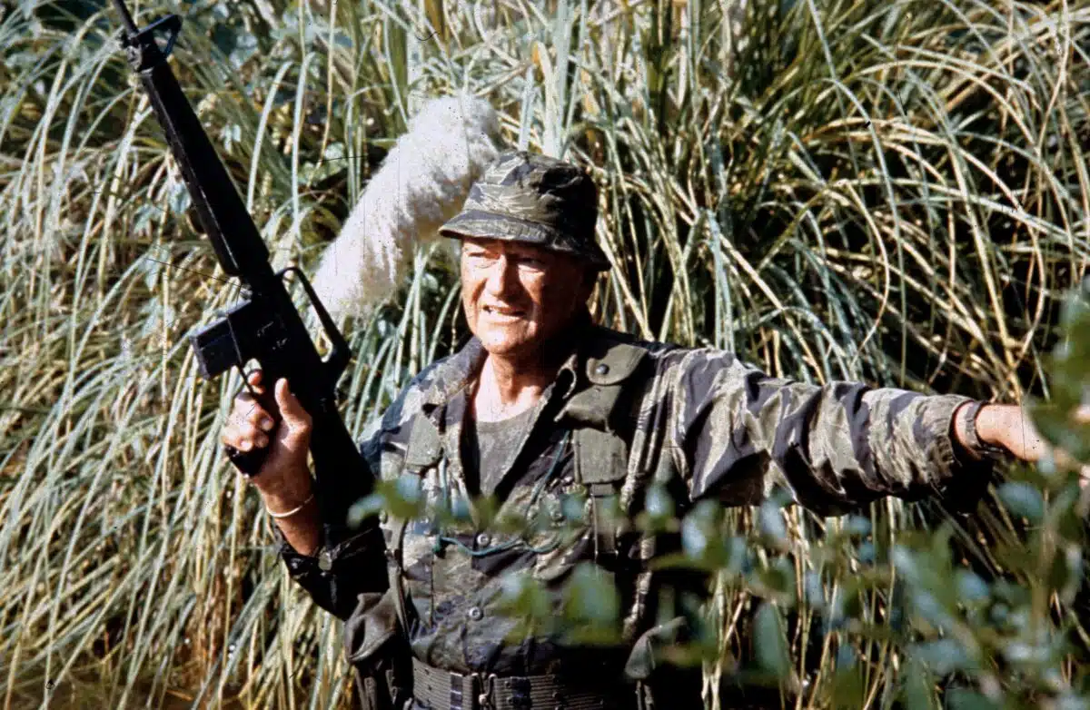 John Wayne in the movie "The Green Berets" wearing camouflage