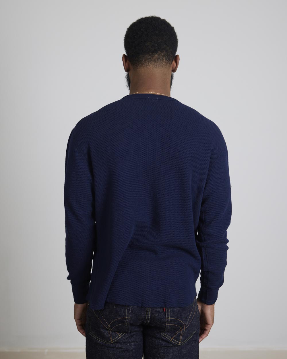 Loop & Weft Double Face Henley Thermal - Navy