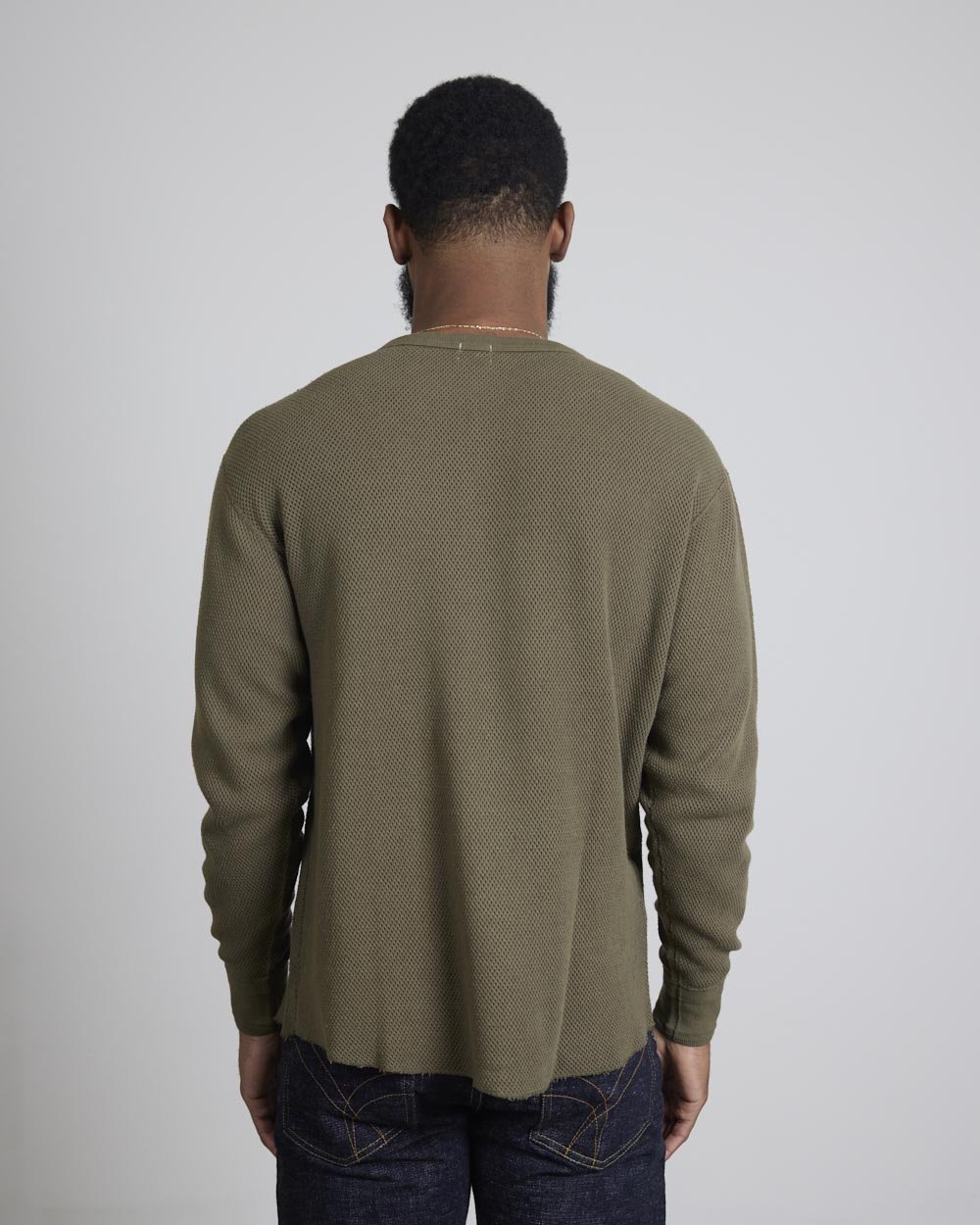 Loop & Weft Double Face Henley Thermal - Olive
