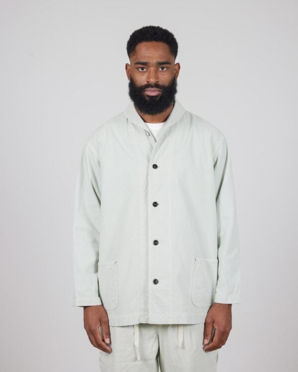 Takeyari Canvas Shawl Collar Jacket - Matcha Overdye