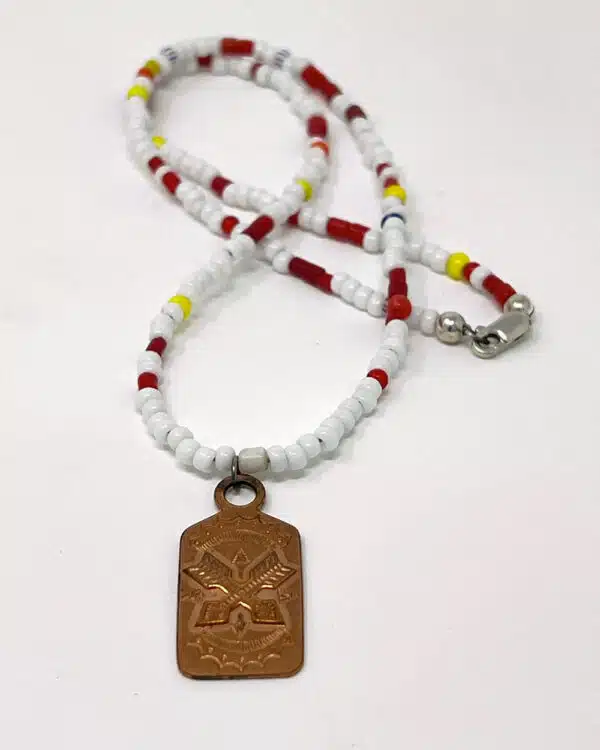 Red Rabbit Trading Co. Multi Coloured Beads with Vintage Copper Tag